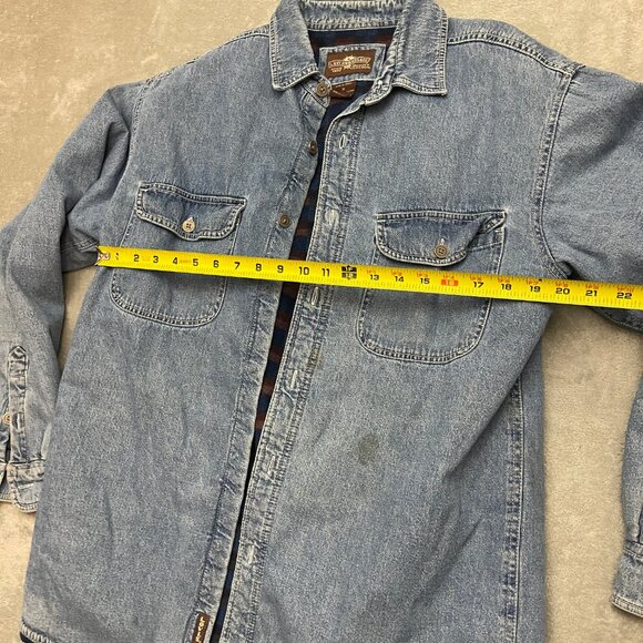 Levi's Blanket Lined Shirt Jacket Mens M Denim Button Up Fleece Barn Chore Coat - Picture 8 of 11
